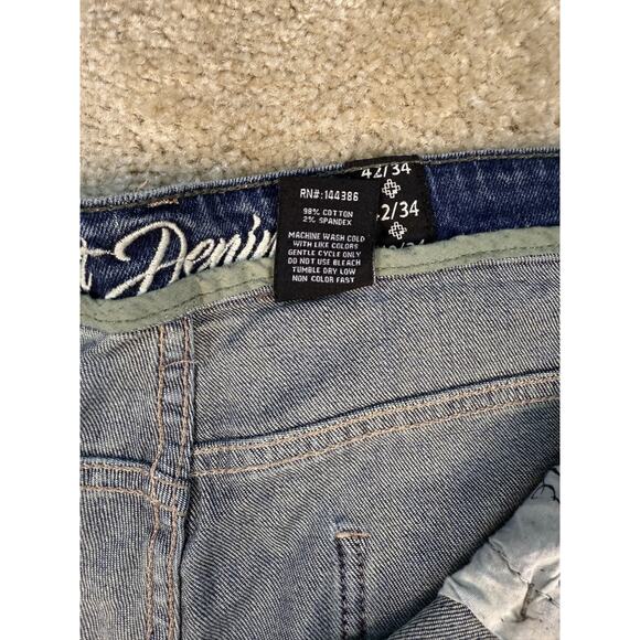 8IGHTH DSTRKT Blue Gray Men's Biker Denim Cargo Jeans Size 42x27 Hemmed B381 - Picture 10 of 16